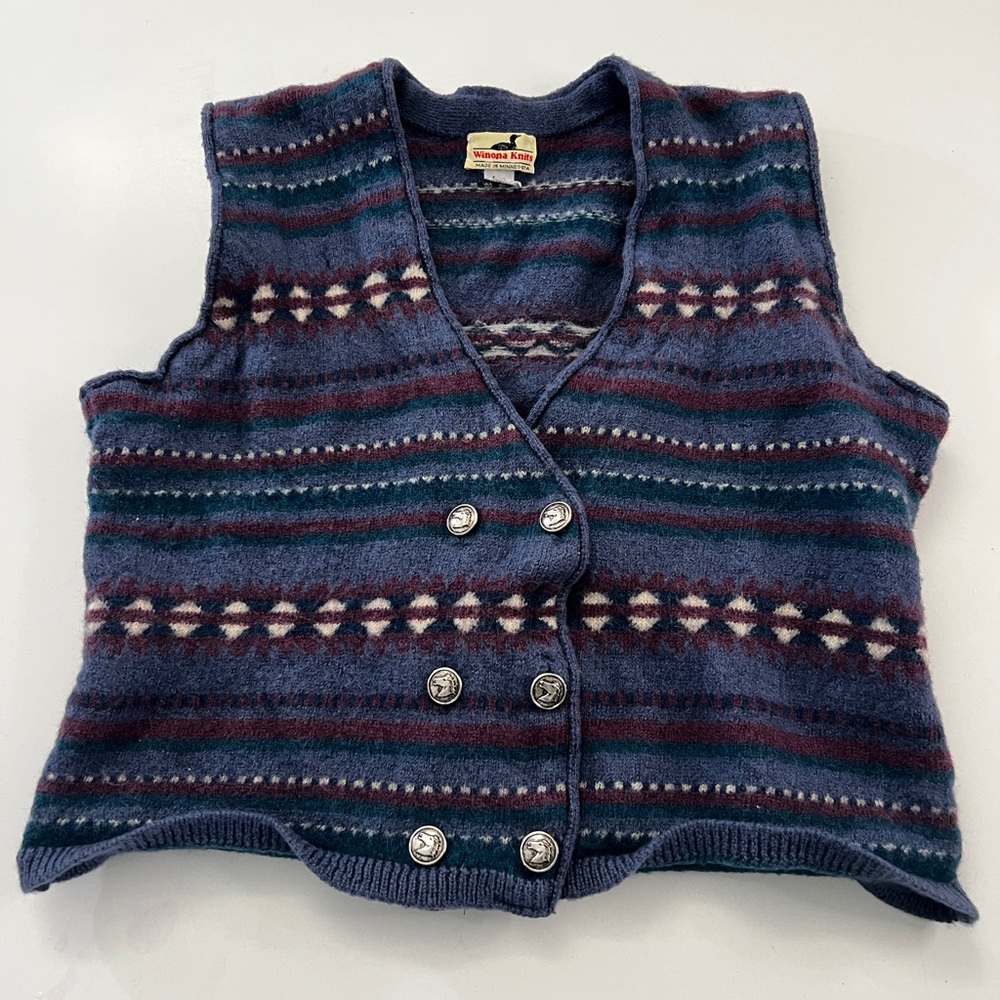 Vintage Winona Knits 100% Wool Women’s Vest, made in Minnesota, size XL